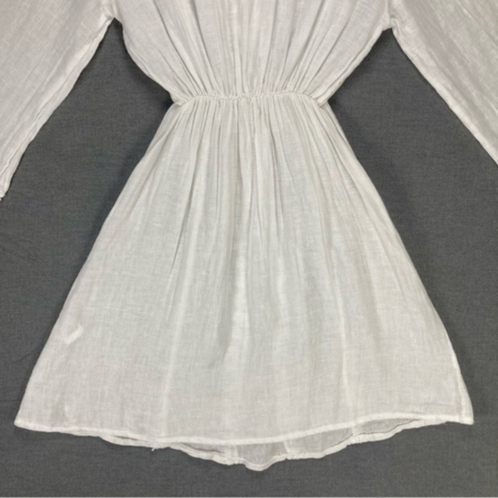Luisa Ricci Linen Lace Tunic Beach Coverup Dress Women Medium White Cottagecore - Picture 8 of 13